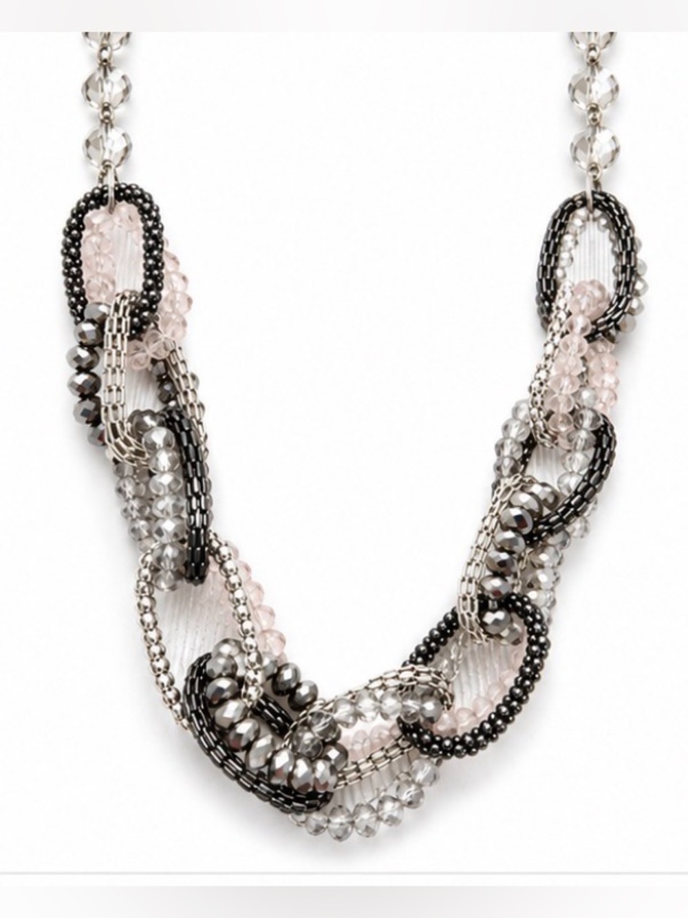 [Simply Vera Wang] Silver Gray & Blush Pink Multi Strand Statement Necklace